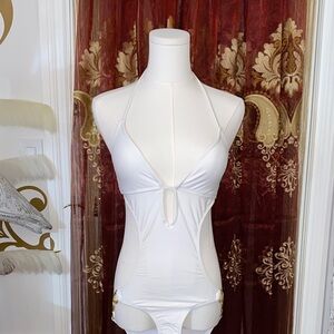 White and Gold Cut Out Bathing Suit NWT